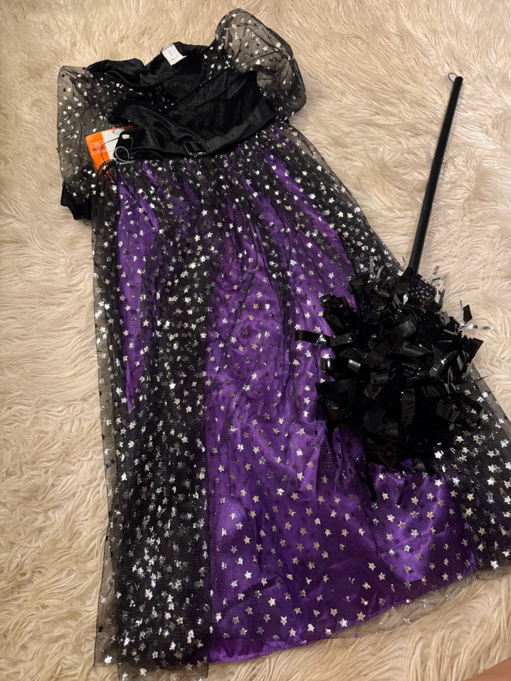 Kids Purple and Black Star Witch Costume (E9)